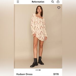 Reformation Hudsen Dress long Sleeve Mini Crepe Dress